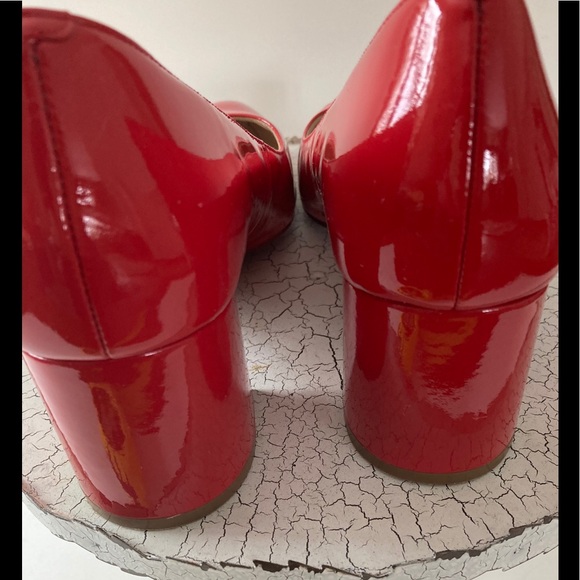 Cole Hann Patten Leather Square Healed Red Pump. - Picture 7 of 9